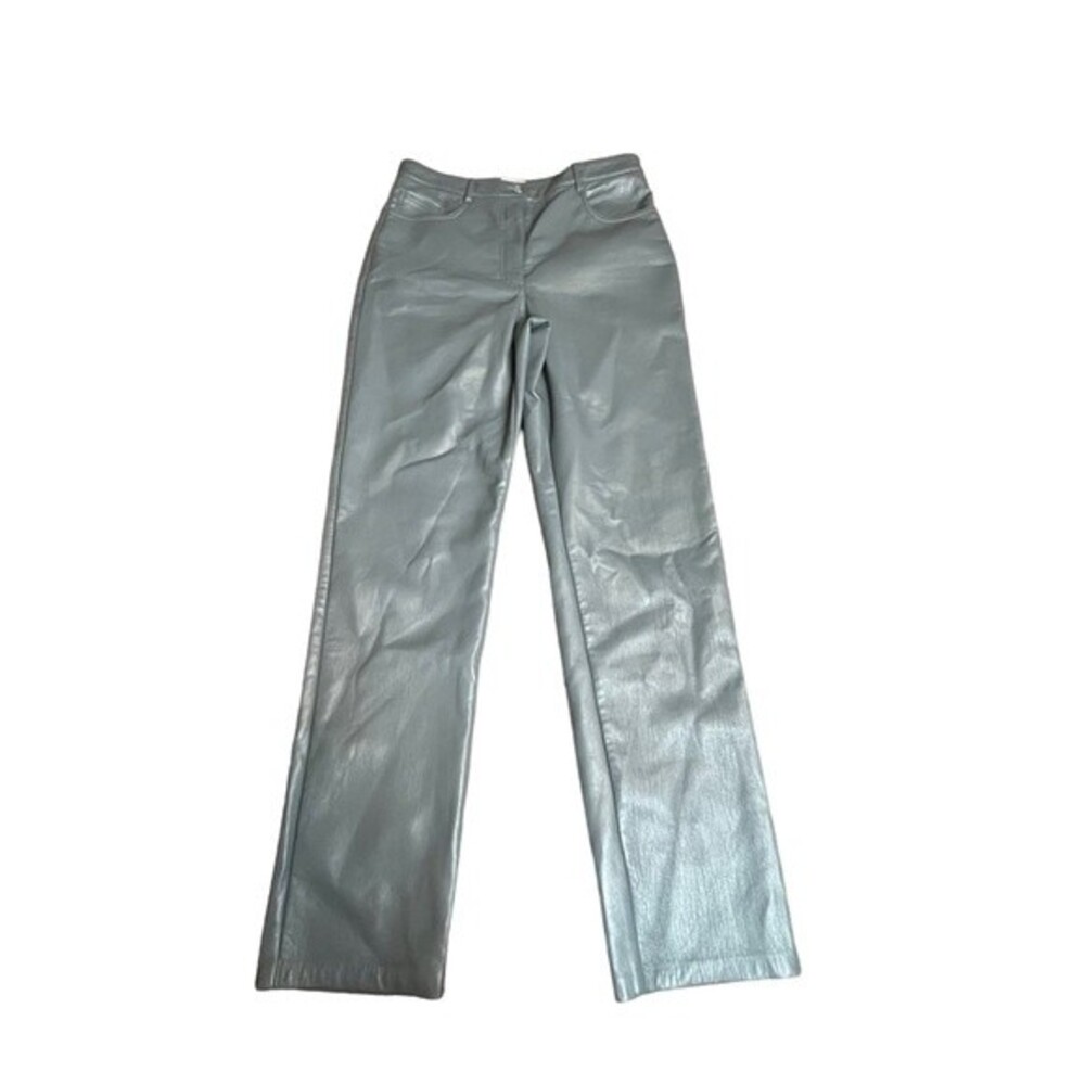 Aritzia Wilfred Melina Shadow Blue Gray Leather Pants Size 10 Women